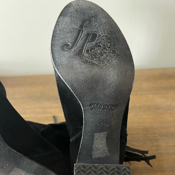 Free People Wild Rose Slouch Fringe Boot Black Suede Western - Size 36 (6-6.5) - Picture 9 of 11